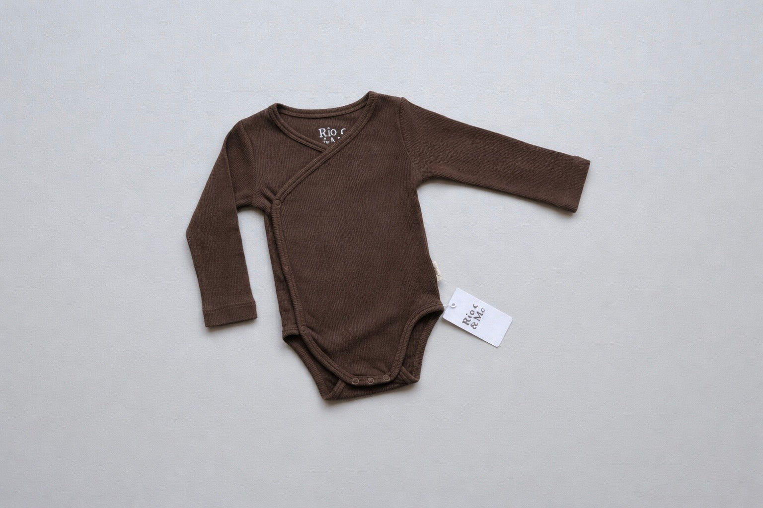 Romper rib lange mouw – Coffee – maat 62–68